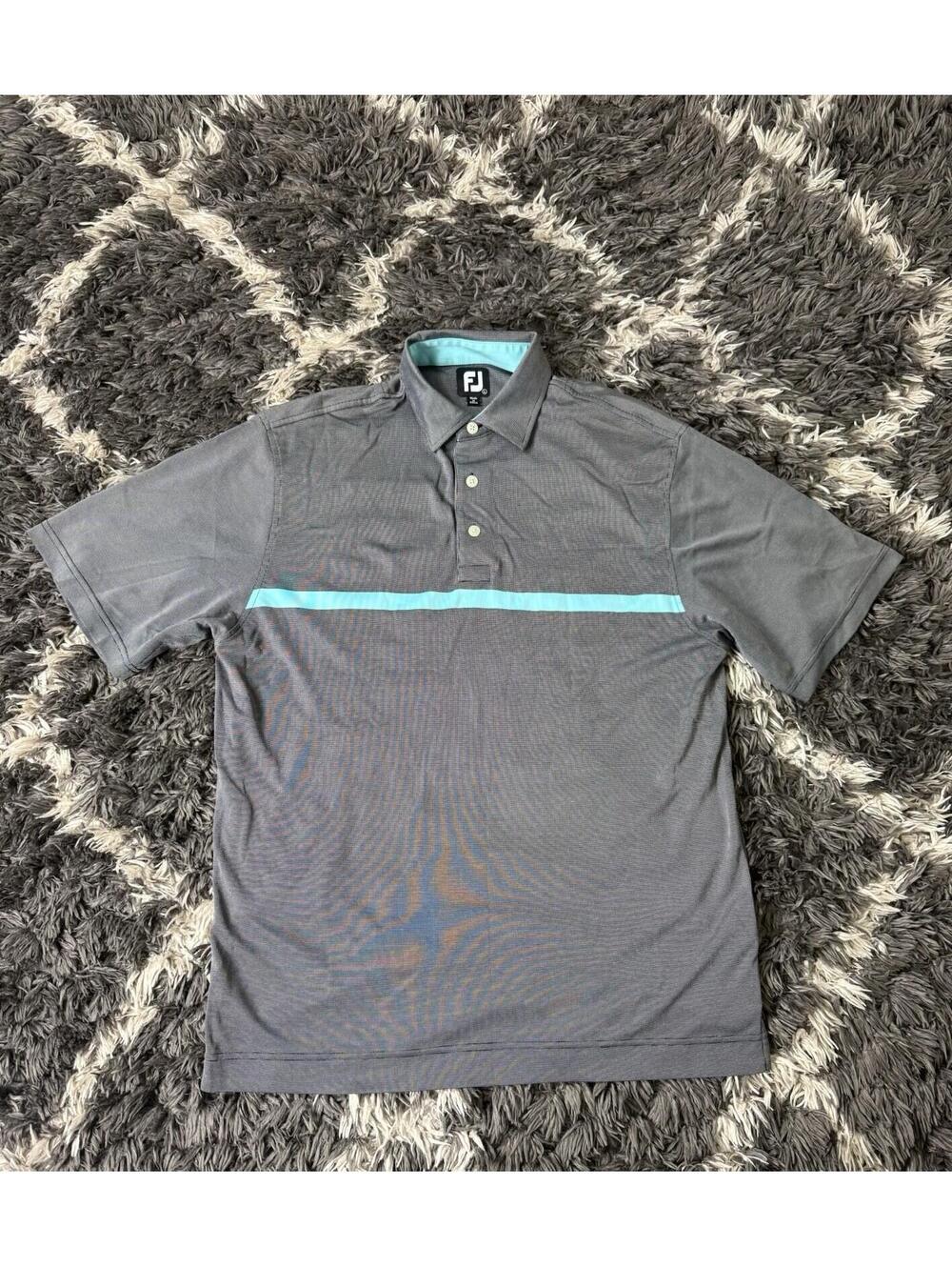 FootJoy Golf Polo Shirt Mens Large Blue Stripe Preppy Classic Embroidered